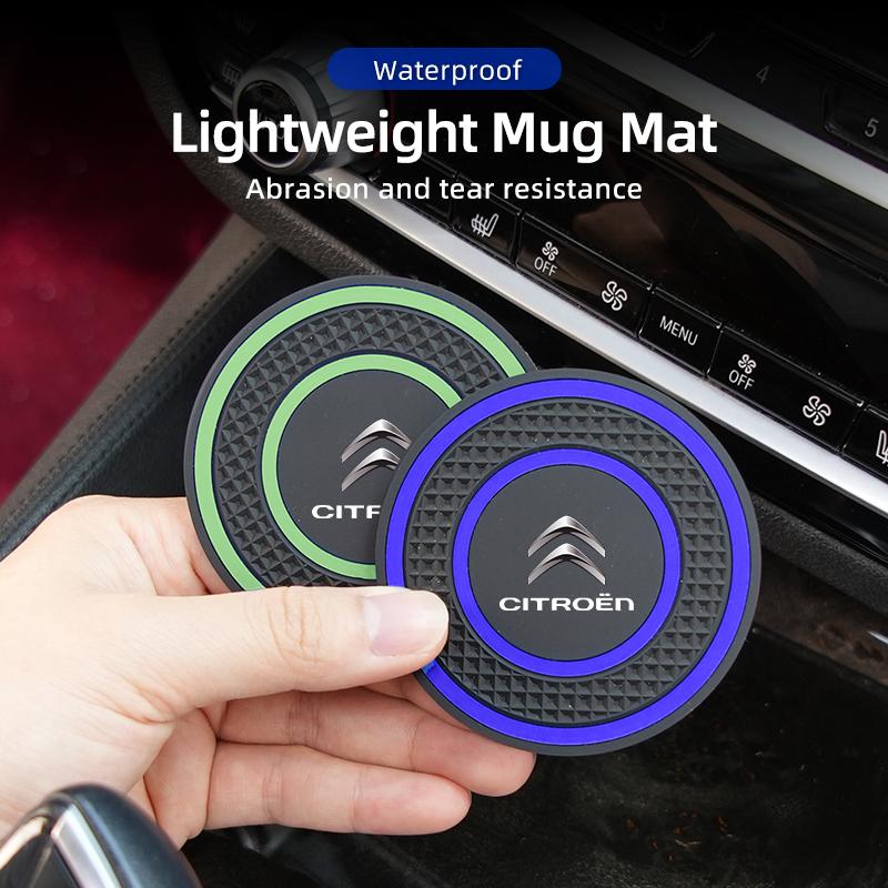 Silicone Double Ring Car Cup Mat Anti-Slip Insert For Citroen C4 C3 C5 C1 C2 Berlingo Celysee Cactus Picasso Aircross Saxo Grand XV6