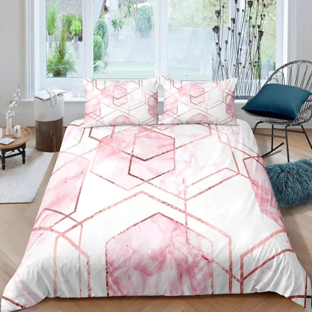Red Glowing Polygonal Grid Pattern Bedding Set 135×200 Duvet Cover Set with Pillowcase 260×220 Quilt Cover Black Blanket Cover