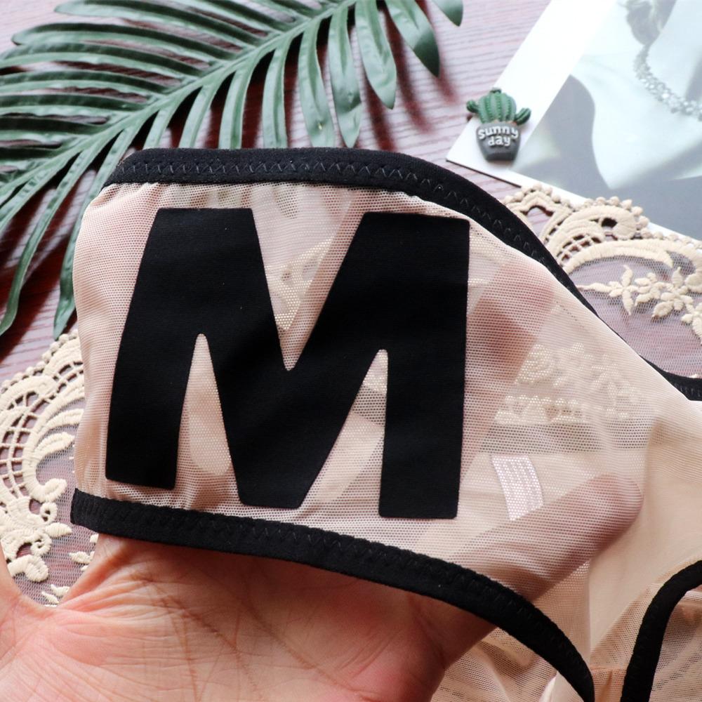 M-shaped Transparent Silk Women's Briefs Lace Sexy Mesh Underwear Female Low Waist Underpant Cotton Gear Knickers