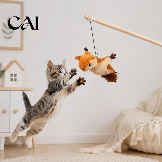 Flapping Cat Toys for Indoor Play Bat Toy, Electric Chirping Bird Interactive Rechargeable Bored Cats Plush Toy with Wings Kittens And