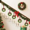 1/2Pcs Mini Christmas Wreath with Red Bow Bells Artificial Norfolk Pine Hanging Wreath Holiday Party Indoor Cabinets Window Stairs Railing Chairs