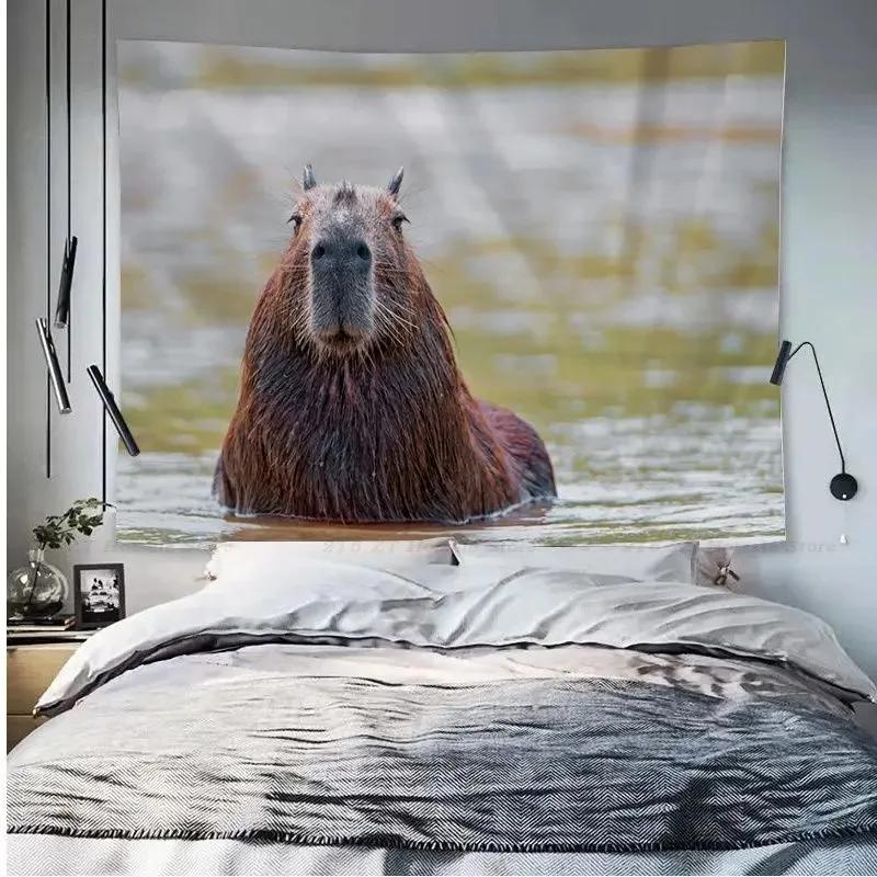 Гобелен с изображением животных капибары, украшение для офиса, гостиной, настенный гобелен для дома