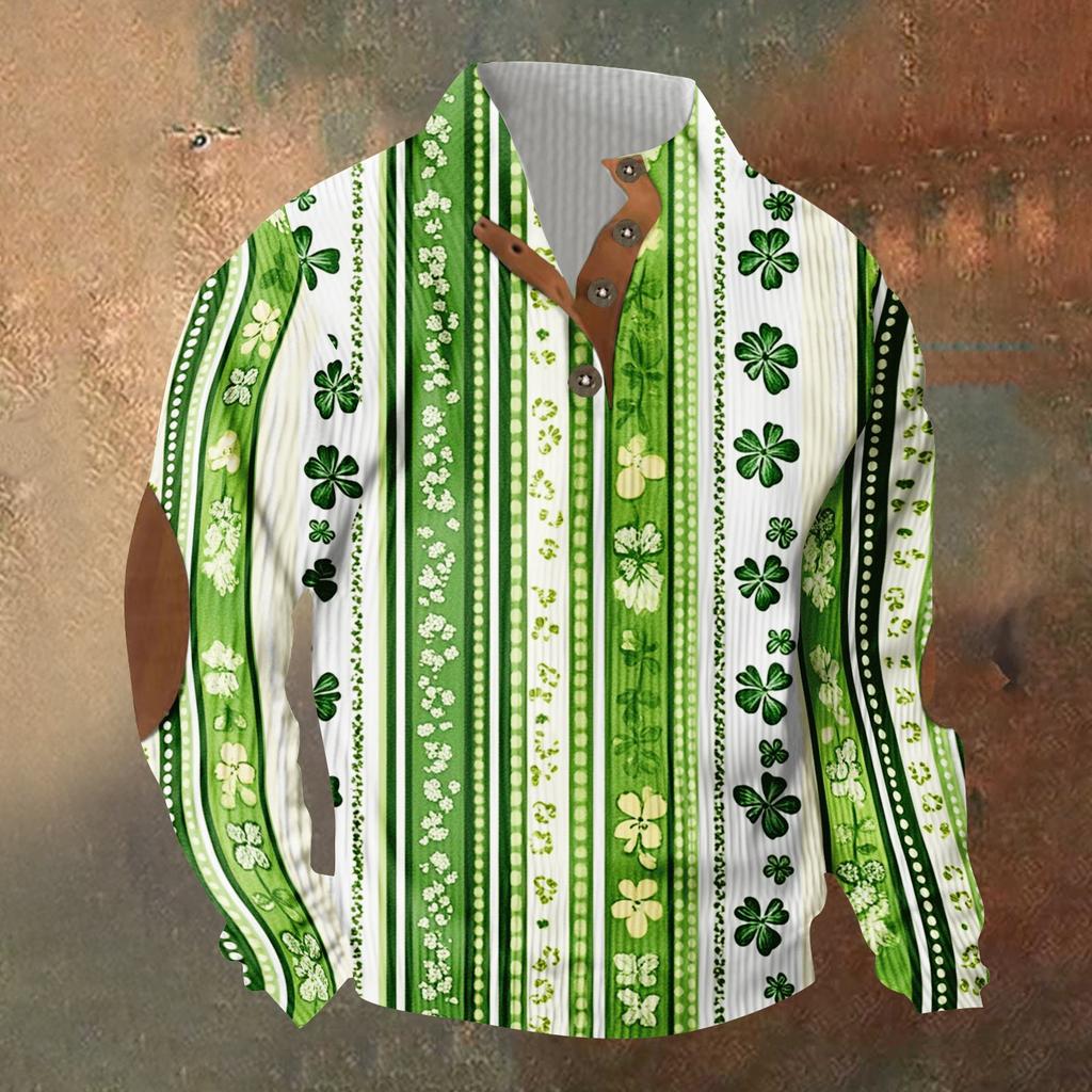 Трикотажный принт на 3 пуговицах - вельветовый мужской свитшот со стоячим воротником и карманом, повседневный свитшот на пуговицах для активного отдыха