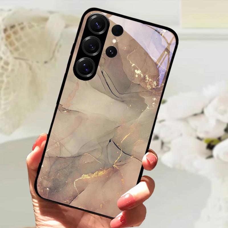 Для Samsung S24 Ultra Закаленное Стекло Задняя Крышка Чехол Для Galaxy S20 S21 S22 S23 S30 Ultra Жесткий ПК Стекло Защитные Чехлы для Телефона