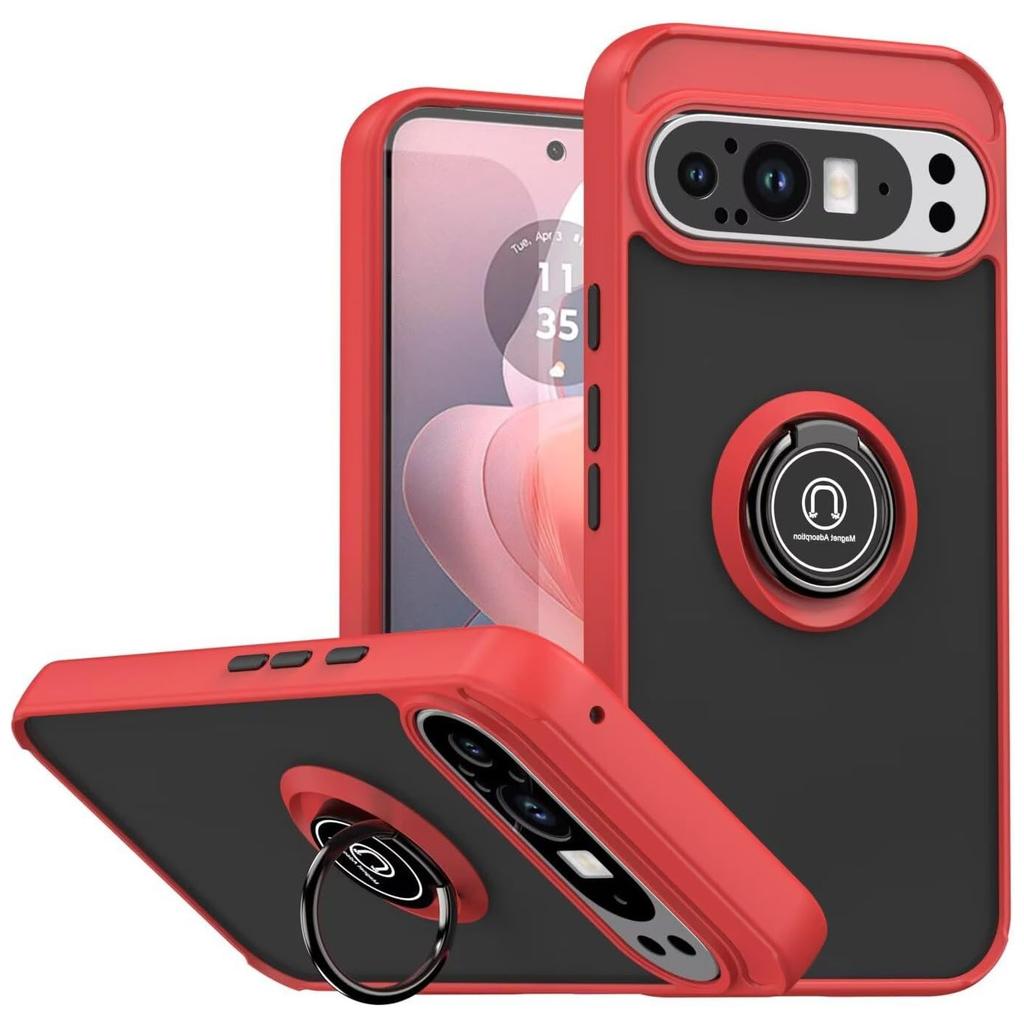 Матовый чехол-броня для Google Pixel 10 Pro XL 9 Pro 9A Чехол Кольцо Магнитная подставка Держатель Ударопрочная накладка Coque Fundas