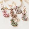 Keychain Pendant Shiny Rhinestones Inlaid Chinese Zodiac Snake Charm Keyring Backpack Car