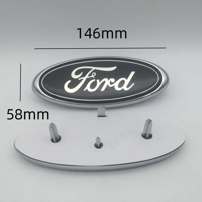 Новая автомобильная наклейка 2026 года для Ford 1 шт. 3D для сине-черного 146 мм x 58 мм Передний капот двигателя автомобиля Задний бампер багажника Наклейка-эмблема