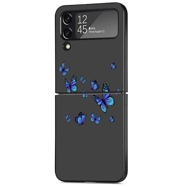 Чехол-сердце с цветами для Samsung Galaxy Z Flip 3 4 5G Черный Жесткий ПК Корпус телефона Z flip4 Роскошный Чехол-ракушка