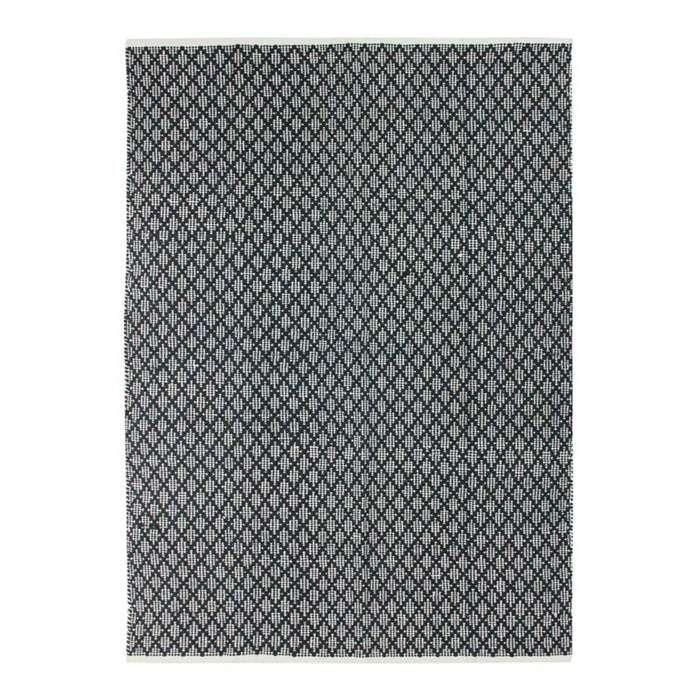 Tapis - THE DECO FACTORY - TERRA COTTON CROISILLONS - 120x170 cm - 100% coton - Ethnique noir et blanc