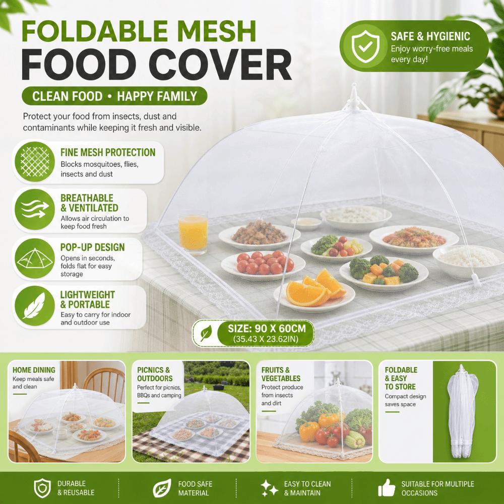 Breathable Dining Table Mesh Cover Foldable Fruit Picnic Protect Net Barbecue Party