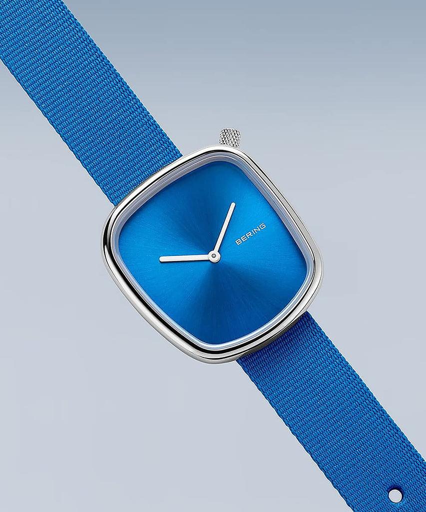 BERING Pebble 18034-308 унисекс часы синий сетчатый ремешок из нержавеющей стали сапфировое стекло