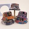 Unisex Reversible Monogram Retro Bucket Hat - Versatile Outdoor Sunshade
