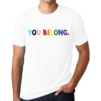 Pride Shirt Men LGBTQ Pride Month T-Shirt Gay Ally Equality Shirt You Belong Rainbow Tee Tops