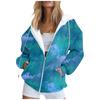 Женская толстовка с длинным рукавом и принтом, куртка с карманом и длинными рукавами, пальто с капюшоном на молнии, осень