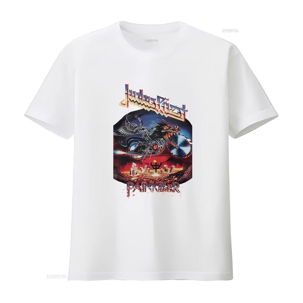 Heavy Metal Band Judas Priest Painkiller Cotton T Shirt for Men Rock Music Fans vintage Washed Stylish Versatile Soft homme