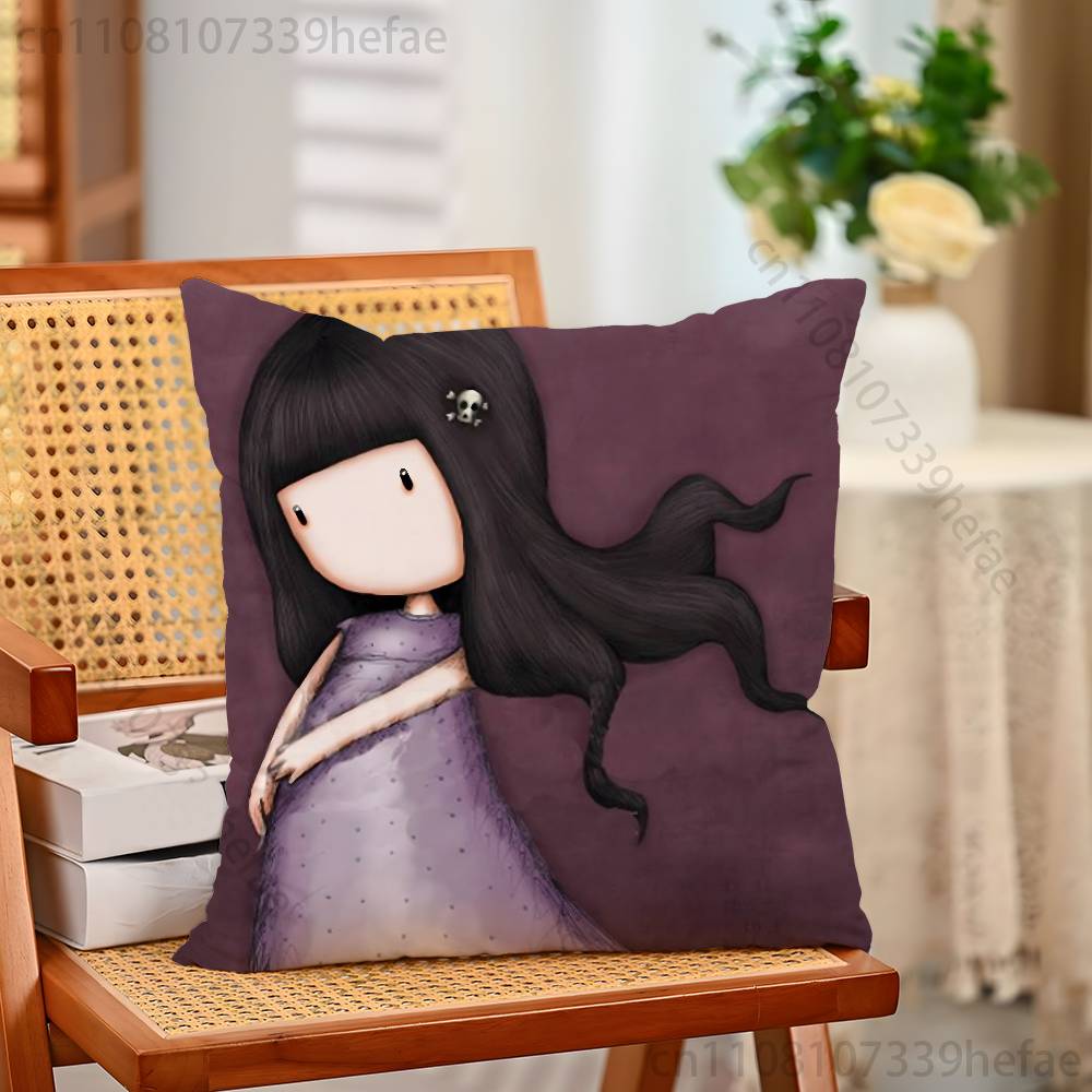 SSantoro GGorjuss Funny Pillow Case Antidustmite Pillowcase Invisible Zipper Silky Short Plush Sofa Cushion Cover