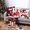 Christmas Cushion Cover Snowflake Santa Claus Cartoon Christmas Pillow Cover Christmas Tree Pattern Elk Decorative