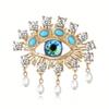 Retro Trendy Alloy Rhinestone Pendant, Devil's Eye Brooches Personalized Luxury Women's Clothing, Chest Flower Jewelry, Brooch