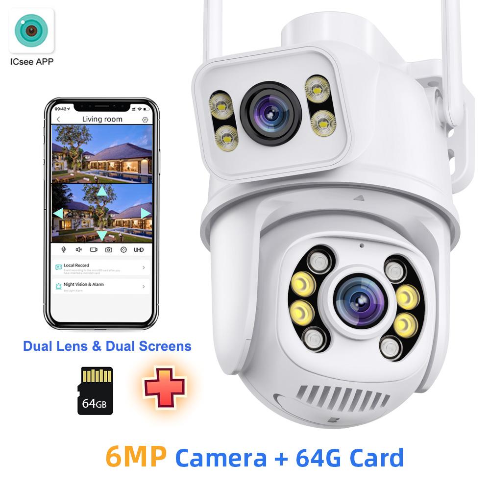Камеры видеонаблюдения Wi-Fi 8MP Dual Lens Security Protect CCTV Camera Outdoor Human Detection Wireless PTZ IP Camera ICSee Lenovo