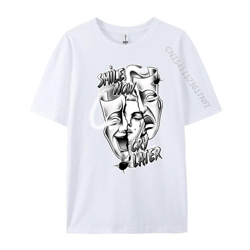 Smile Now Cry Later Pretty Chicano Blackwork 3XL Unisex Clothing Vintage T Shirts Vegan