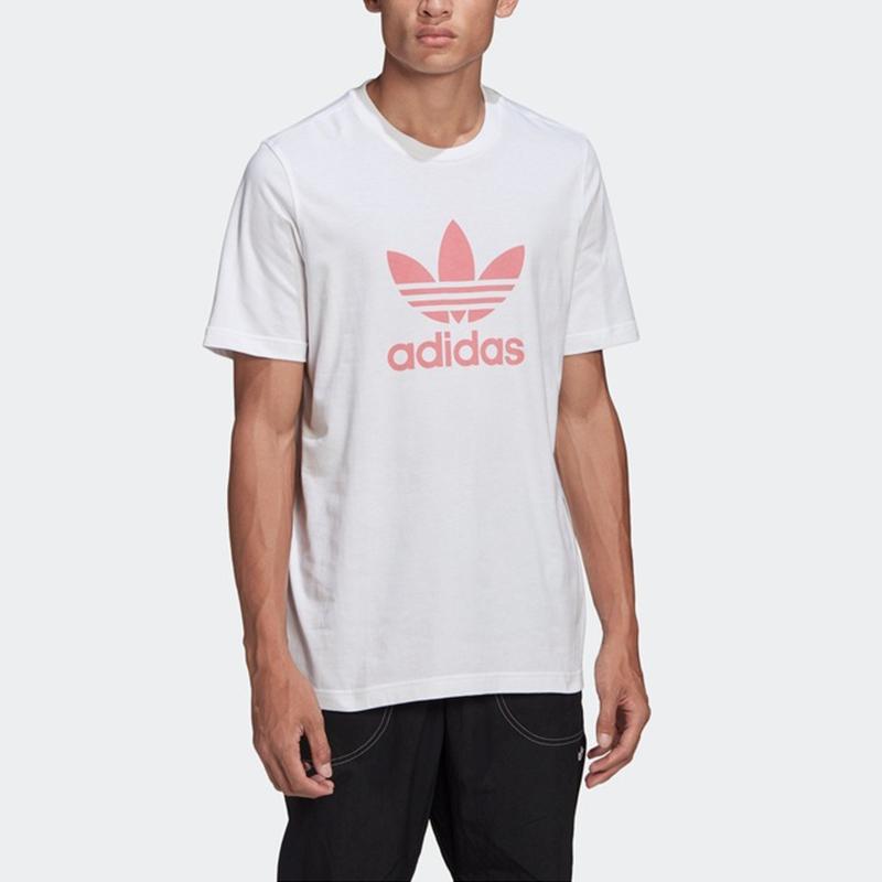 adidas Originals Trefoil Logo Print Спортивная футболка с круглым вырезом Мужские топы Белые GN3485