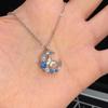 Korean New Butterfly Pendant Necklace for Women Fashion Sweet White Blue Zircon Moon Necklace Choker Chain Wedding Party Jewelry