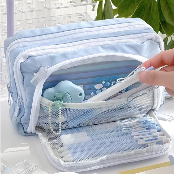 Girl Large Capacity Aesthetic Pencil Bag School Case Pen Holder Cute Stationery Simple Style Zipper Pencil Pouch School Supplies