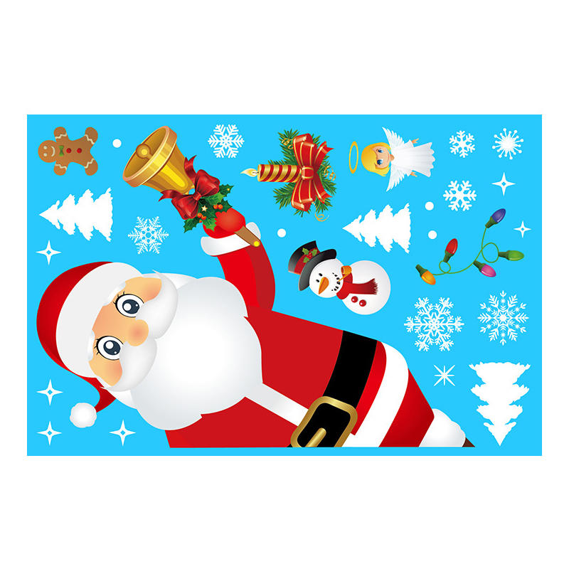 Christmas Windows Static Stickers Wall Clings Removable Vinyl Santa Claus Snowman Diy Door Mural Decals Stickers