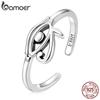 Bamoer 925 Sterling Silver Eye of Horus Egypt Protection Open Ring for Women Personality Cool Band Ring Fashion Jewelry Gift