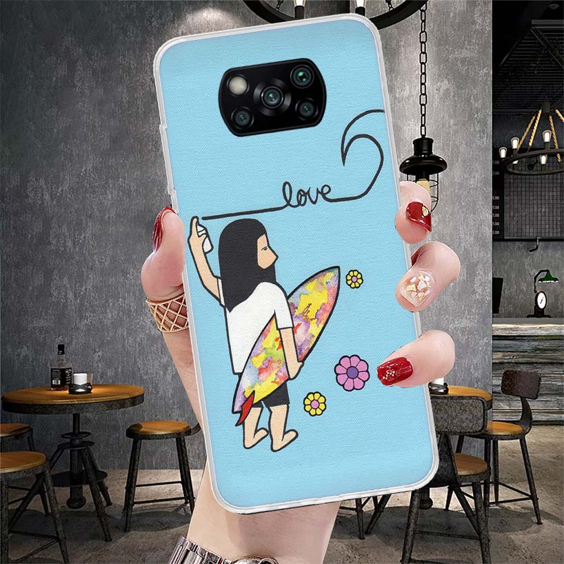 Surfboard Surfing Surf Girl Summer Soft Phone Case For Xiaomi Redmi 15C 15 13C 13 Poco X5 X6 X7 F7 Ultra M7 12C 12 10 10C 9C 9A
