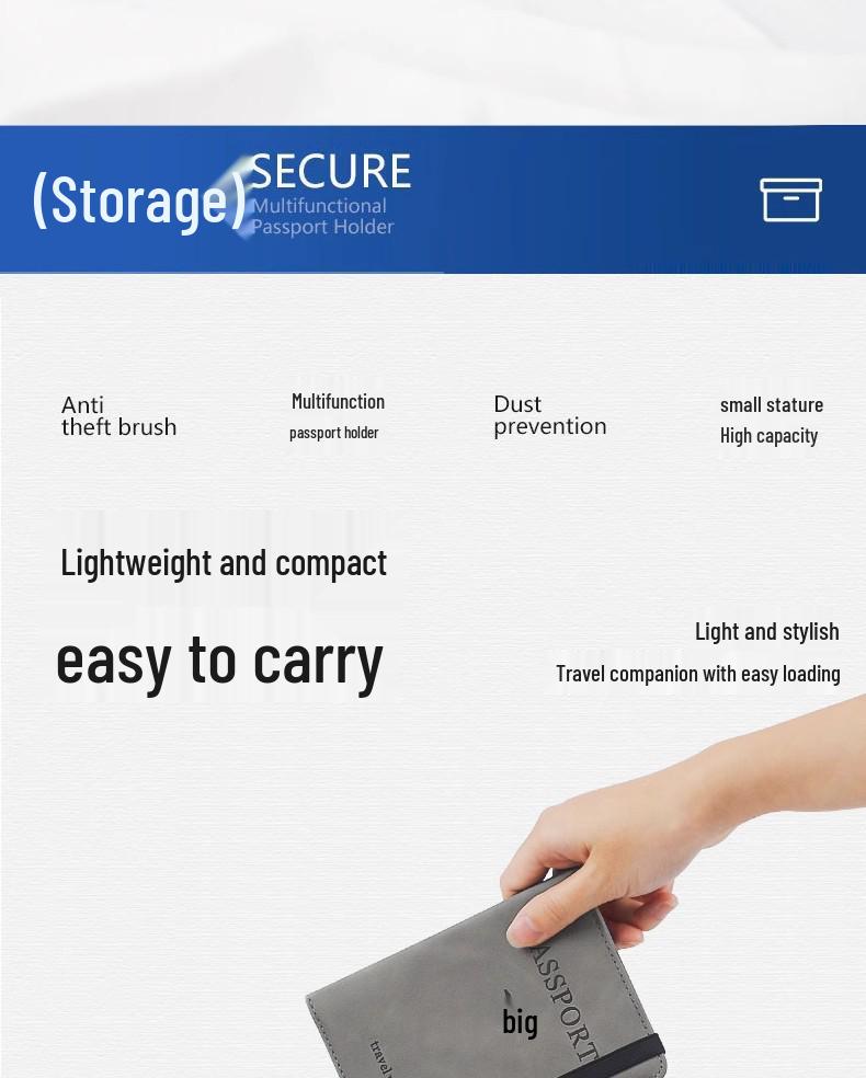 PU Leather RFID Passport Wallet Set with Strap, Card Holders, Ticket Sleeve, and SIM Slot