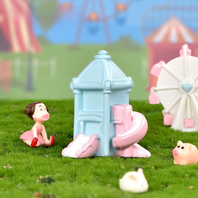 Очаровательная смоляная игровая площадка, микро-ландшафт, DIY аксессуары для украшения торта, колесо обозрения, горка, карусель