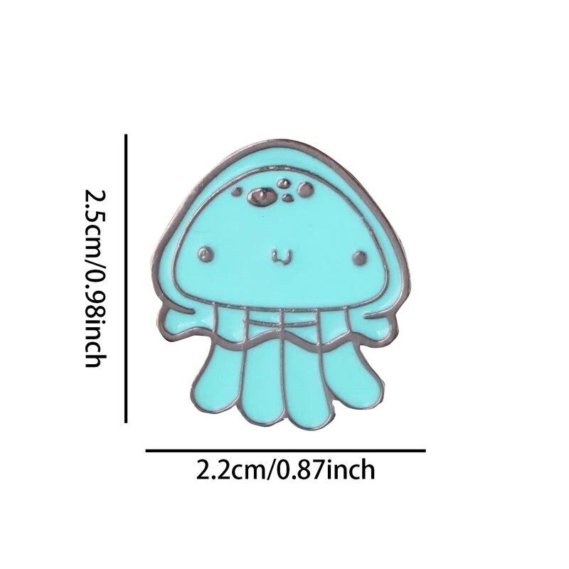 Sea Creature Brooch Pin Set Rays, Jellyfish, Starfish Metal Badge Marine Conservation Badge DIY Decoration Gift