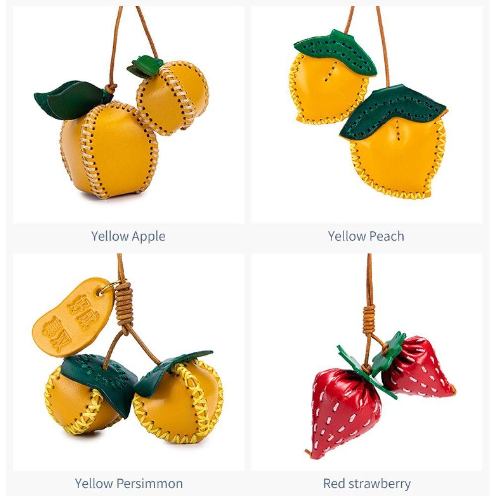 Strawberry Fruit Pendant Pear Bag Pendant Cute Leather Keychain  Women