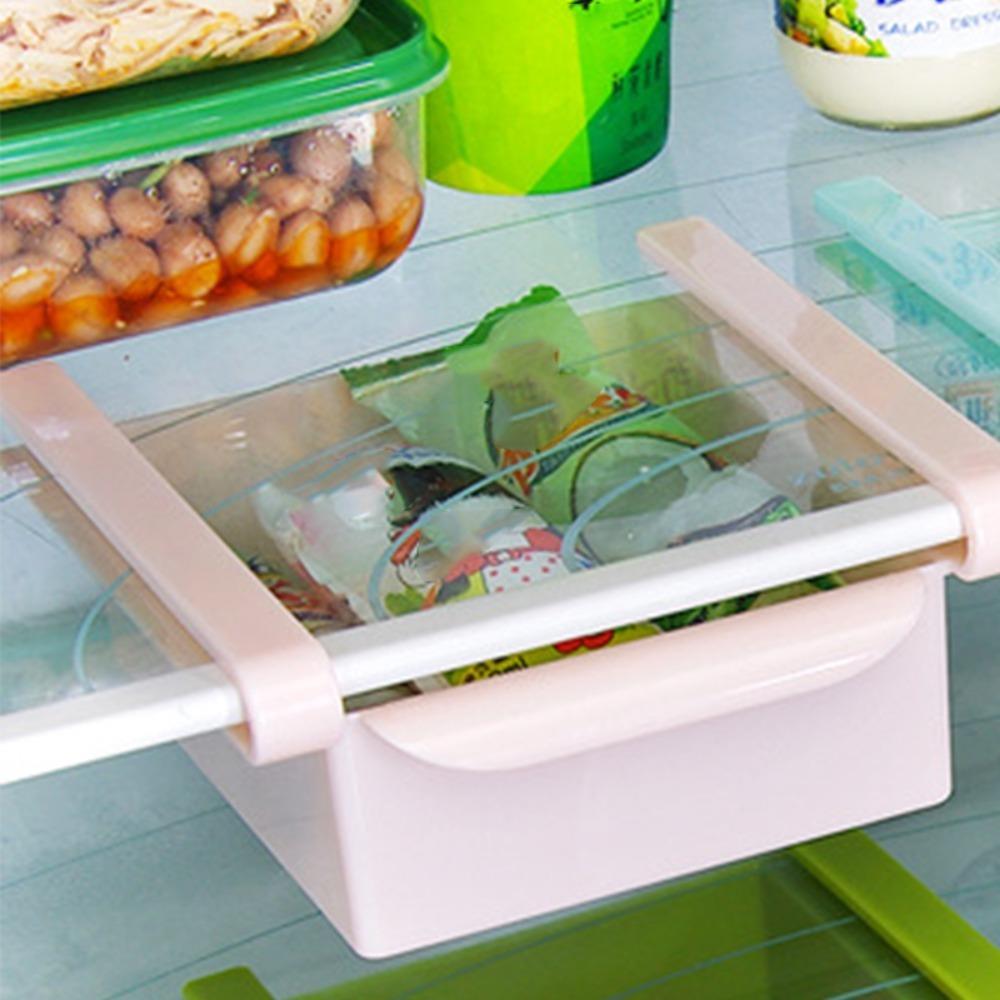 PP Refrigerator Storage Box Sliding Pull-Out Kitchen Organizer Rack Kitchen Storage