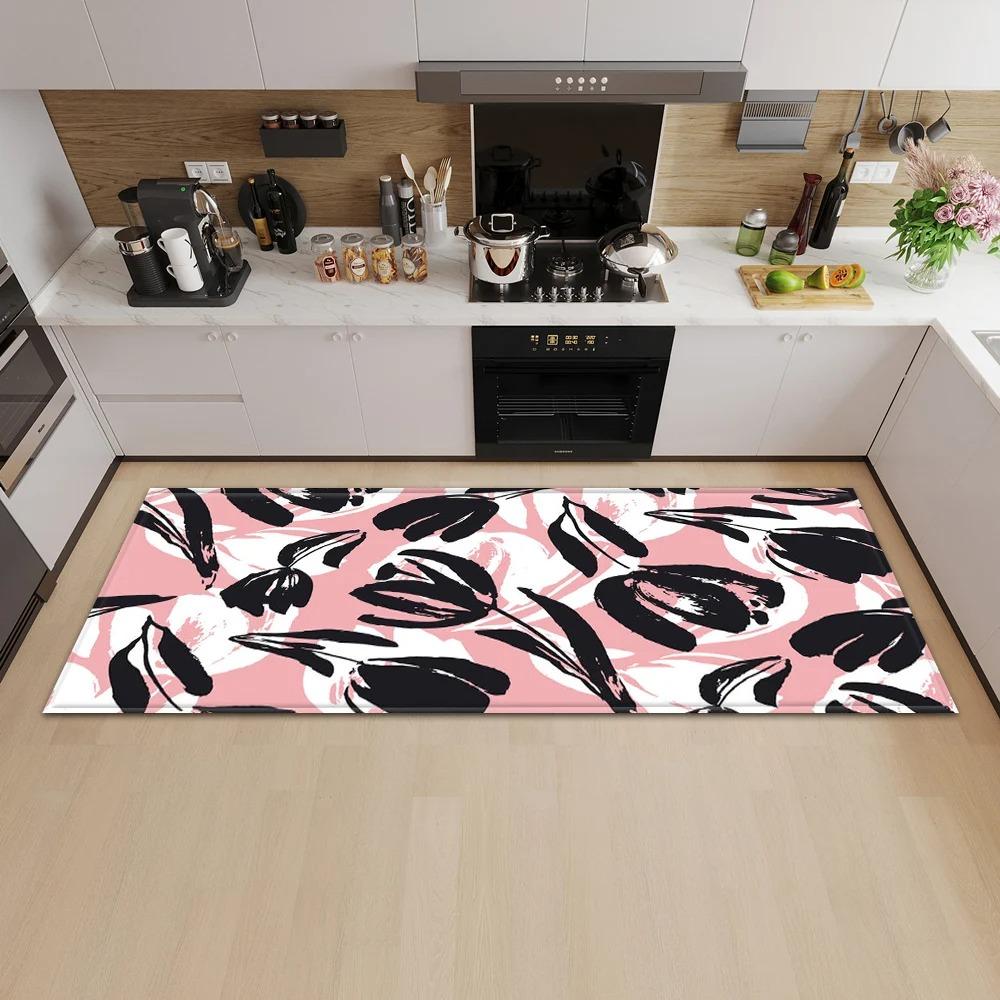 Tropical Plant Illustration Pattern Home Kitchen Floor Mat Door Front Decoration Floor Mat