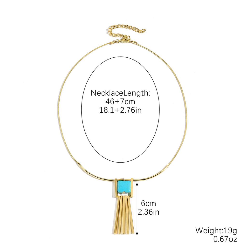 Necklace for Women Natural Turquoise Beaded Jewelry Niche Design Sense Double Teardrop Pendant Turquoise Necklace Beautiful Elegant Necklace for Her