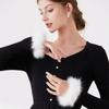 Women Wrist Feather Cuffs For Po Soft Fluffy White Elegant Warm Decorative Arm Warmer Plush Sleeves