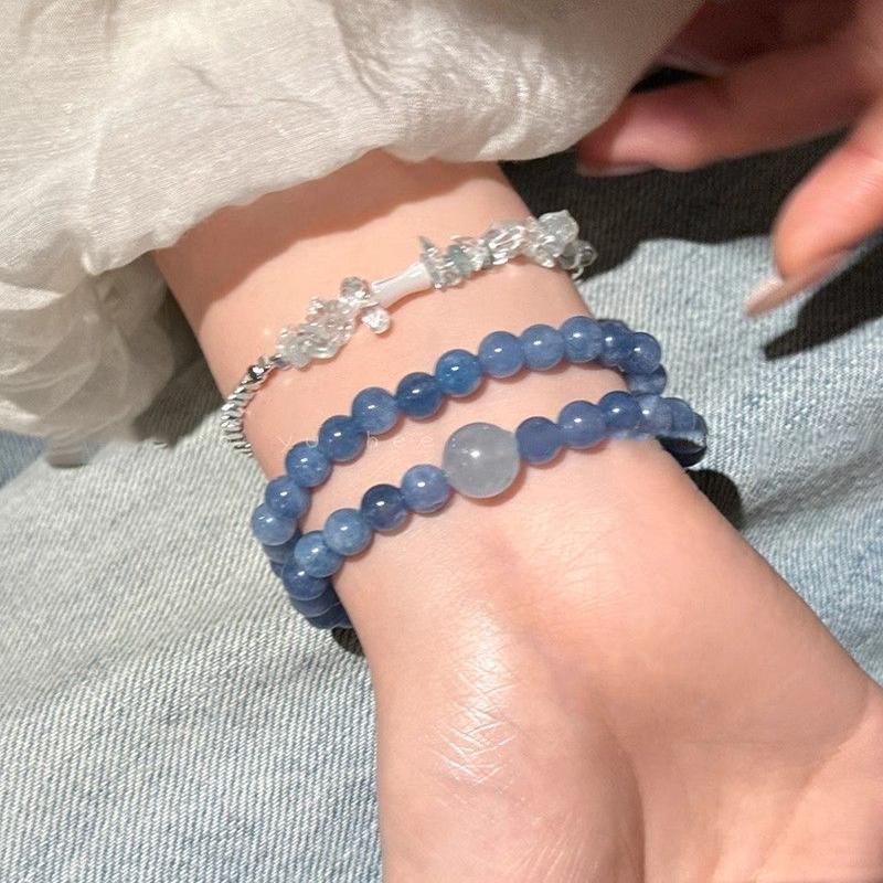 Broken Silver Black Gallstone Crystal Bamboo Bead Bracelet Fashionable Simple Exquisite Light Luxury High-end Temperament Niche Bracelet