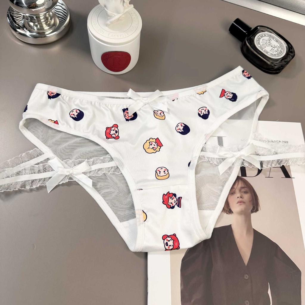 Cartoon Print Pattern Panties Low Waist Sexy Leg Rope Slimming Triangle Women’s Panties