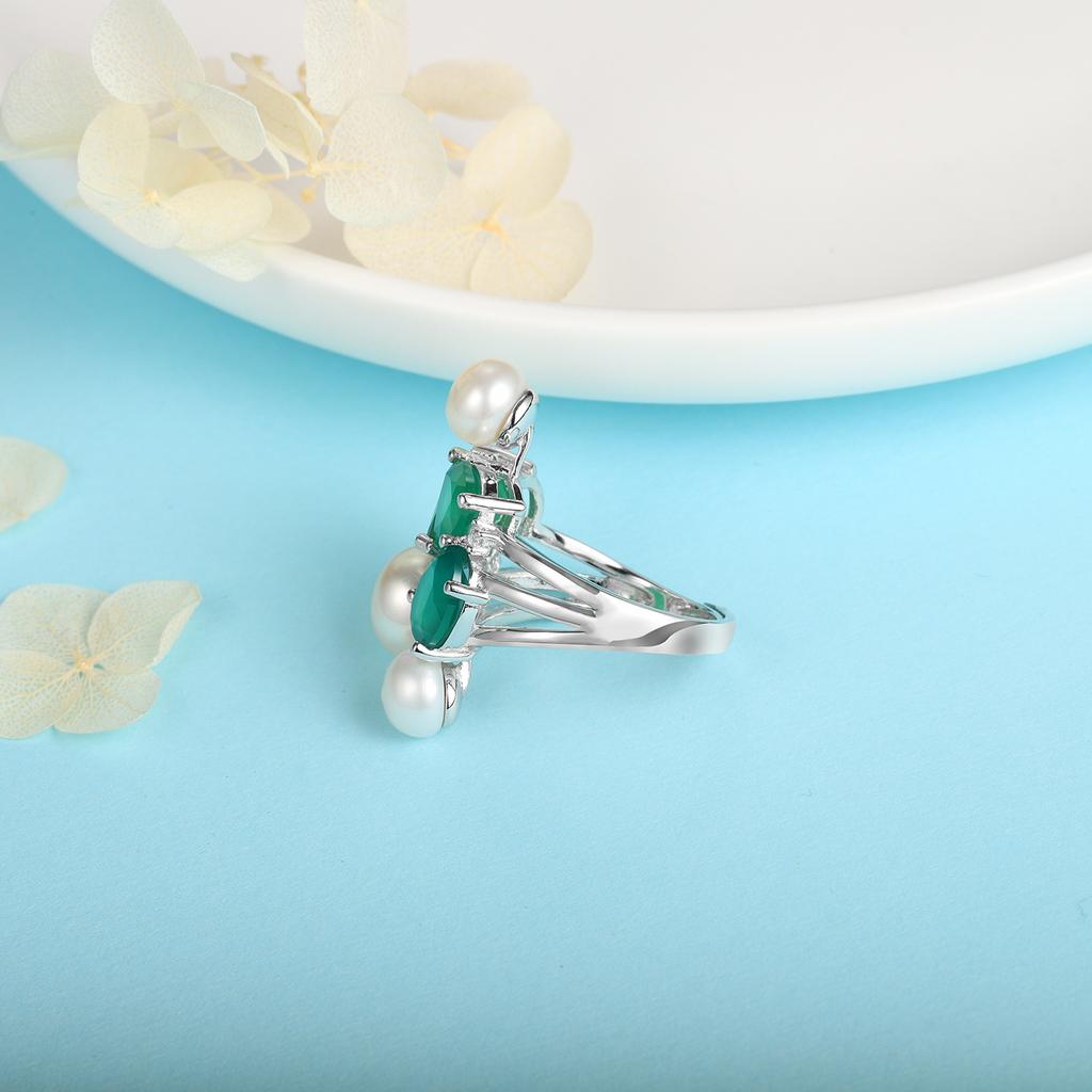 Оригинальное дизайнерское роскошное кольцо, регулируемый дизайн, нишевое высококачественное кольцо из серебра 925 пробы с натуральным жемчужно-зеленым агатом