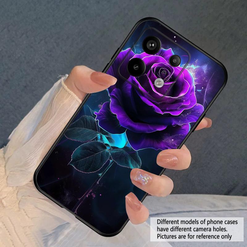 Темно-фиолетовая роза Для Redmi Note 10 11 Note12S 12 13 14 Pro Plus 5G 14S 4G 13ProPlus 9S 9 P ro 13C 14C силиконовый мягкий чехол для телефона