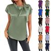 Women's Summer Fashion Simulation Silk T-Shirt Solid Color Satin Sleeveless Top