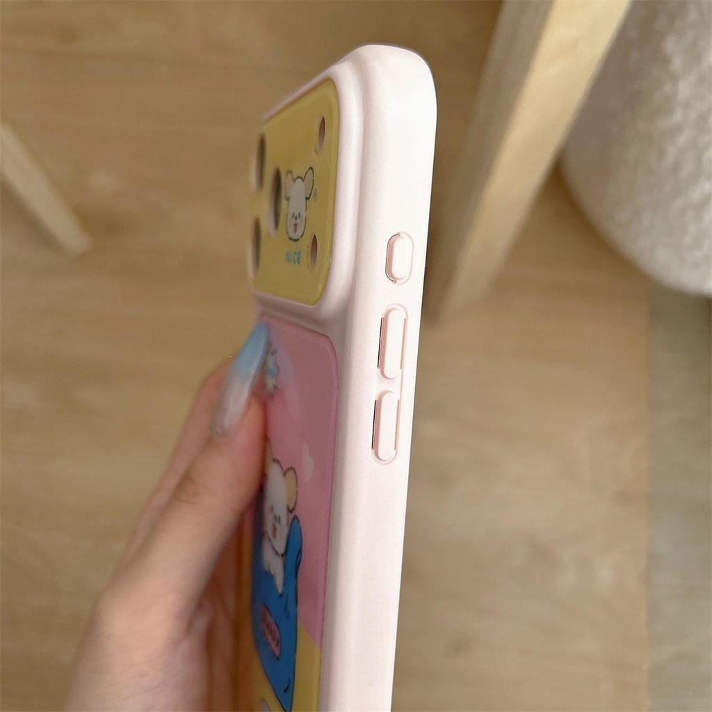 Мультяшный чехол-сердечко с мишкой для iPhone 17/16 PROMAX - Милый, противоударный, с большим окном
