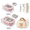 WORTHBUY Picnic Portable Large Capacity Bento Lunch Box 1/2 Grids Leak-proof 304 Stainless Steel Food Container Microwave Safe