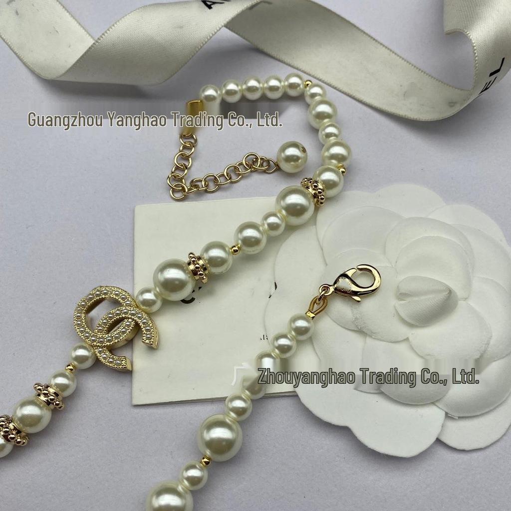 Женское высококачественное ожерелье-свитер Seiko с двойным бриллиантом 'C', звездой и жемчугом