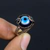 Голубой дурной глаз драгоценный камень медная проволока обернутый ювелирное кольцо ручной работы подарок для нее