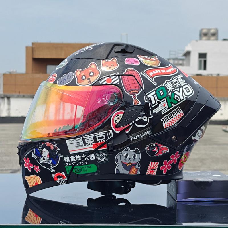 New Motorcycle Helmet Men's Face Helmet Women's Locomotive Full Helmet Summer Double Lens Universal In All Seasons