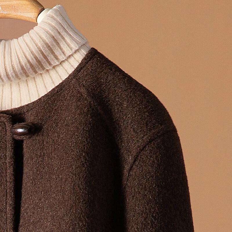 Sisbaishe Women's Round Neck Double-Faced Wool Coat