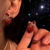 Elegant Heart-Shaped Rhinestone Bow Earrings - High-End Fashion and Skin-Whitening Ear Jewelry for Women.